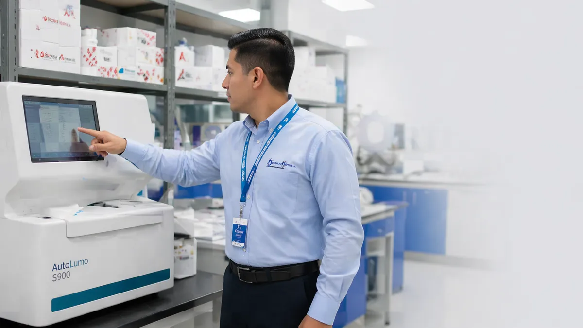 Profesional de la salud operando equipo de diagnóstico